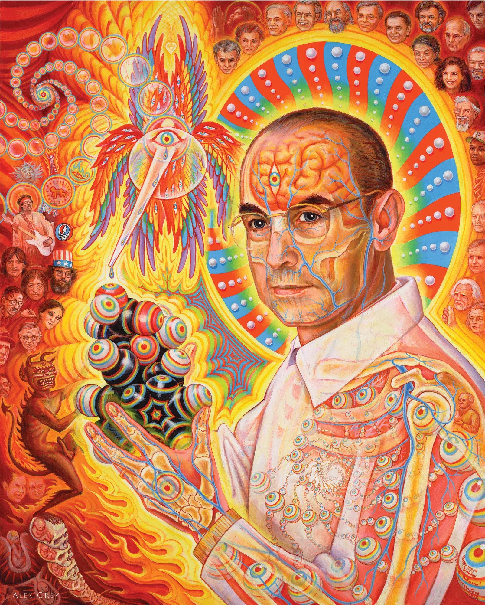 St. Albert & The LSD Revolution, 2006 oil on linen by Alex Grey