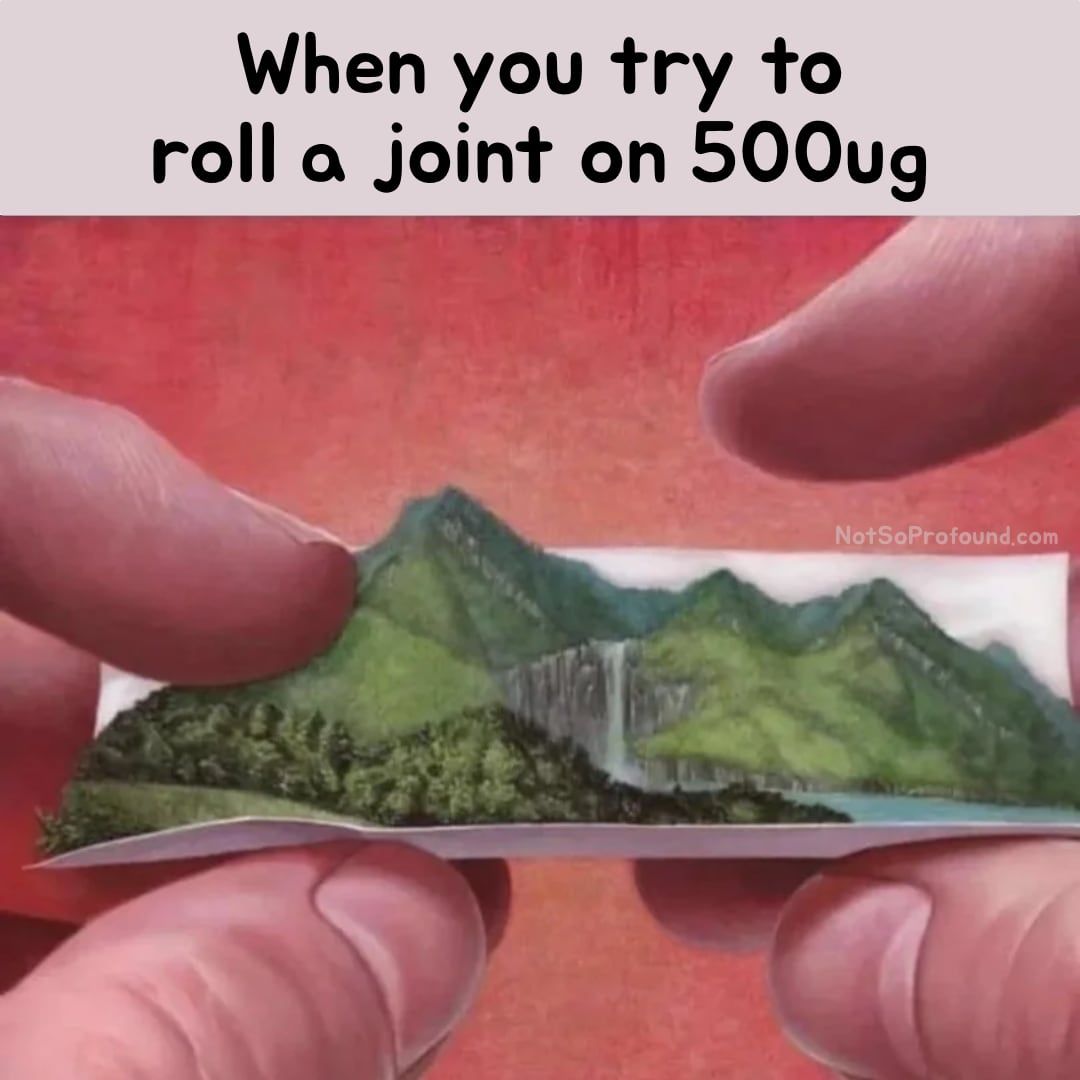 when you try to roll a joint on 500ug of LSD funny meme