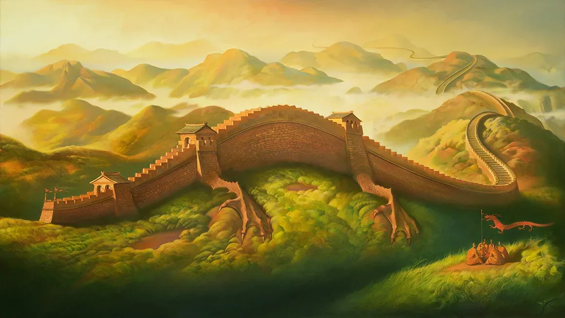 dragon defence oil on canvas psychedelic art by Vladimir Kush